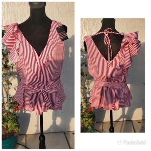 Kalftine Red and White Stripped Blouse